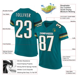 Mesh Teal Authentic Football Jersey Gold Custom Weiß-Old Mesh Teal Authentic Football Jersey Gold Custom Weiß-Old