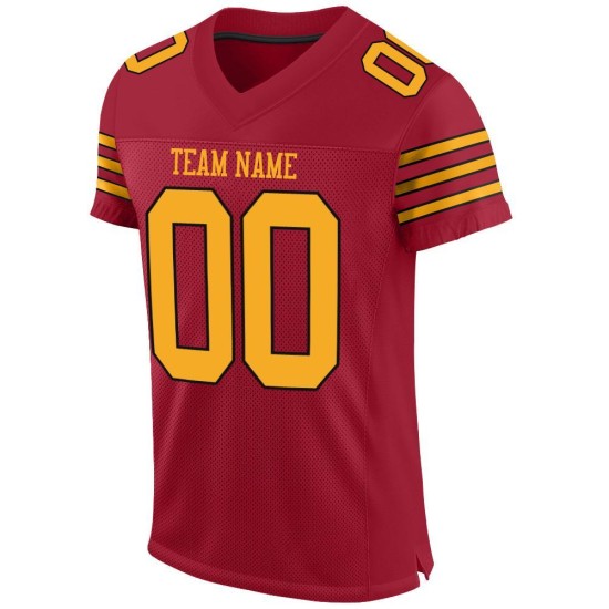 Gold-Schwarzes Cardinal Football-Trikot, individuell gestaltetes authentisches Mesh Gold-Schwarzes Cardinal Football-Trikot, individuell gestaltetes authentisches Mesh