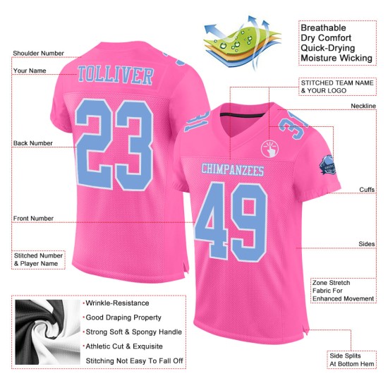 Trikot Custom Blau-Weiß Fußball Authentic Mesh Hellrosa Trikot Custom Blau-Weiß Fußball Authentic Mesh Hellrosa