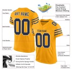 Authentisches gold-marineblau-weißes Fußball-Mesh-Trikot nach Maß Authentisches gold-marineblau-weißes Fußball-Mesh-Trikot nach Maß