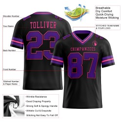 Lila-Rosa Fußballtrikot Custom Authentic Mesh Schwarz Lila-Rosa Fußballtrikot Custom Authentic Mesh Schwarz