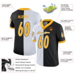Gold-Weißes Trikot Mode Benutzerdefinierte Schwarzes Split Football Mesh Gold-Weißes Trikot Mode Benutzerdefinierte Schwarzes Split Football Mesh