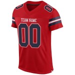 Authentisches, marineblau-weißes Custom-Football-Trikot aus rotem Mesh Authentisches, marineblau-weißes Custom-Football-Trikot aus rotem Mesh