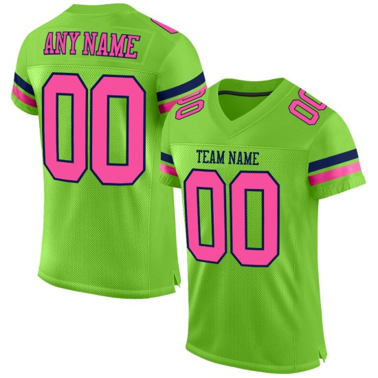 Grün Fußball Neon Pink-Navy Jersey Custom Authentic Mesh Grün Fußball Neon Pink-Navy Jersey Custom Authentic Mesh