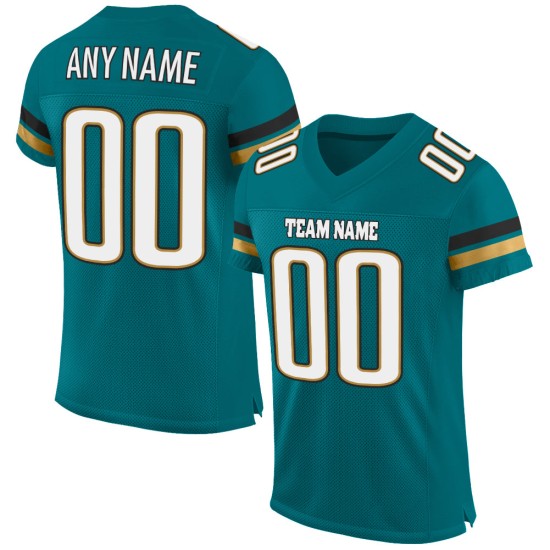 Mesh Teal Authentic Football Jersey Gold Custom Weiß-Old Mesh Teal Authentic Football Jersey Gold Custom Weiß-Old