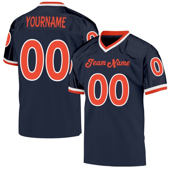 Navy Mesh Orange-Weiß Fußballtrikot Authentic Throwback Custom Navy Mesh Orange-Weiß Fußballtrikot Authentic Throwback Custom