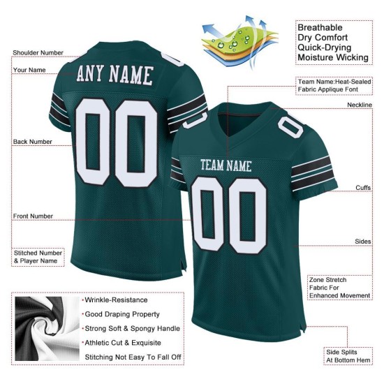 Midnight Jersey Weiß-Schwarz Grün Custom Football Mesh Authentic Midnight Jersey Weiß-Schwarz Grün Custom Football Mesh Authentic