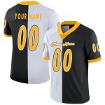 Gold-Weißes Trikot Mode Benutzerdefinierte Schwarzes Split Football Mesh Gold-Weißes Trikot Mode Benutzerdefinierte Schwarzes Split Football Mesh