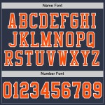 Benutzerdefiniertes orange-weißes Mesh-Fußballtrikot in Marineblau, authentisch Benutzerdefiniertes orange-weißes Mesh-Fußballtrikot in Marineblau, authentisch
