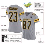 Benutzerdefiniertes graues Mesh-Trikot Authentic Black-Gold Light Football Benutzerdefiniertes graues Mesh-Trikot Authentic Black-Gold Light Football