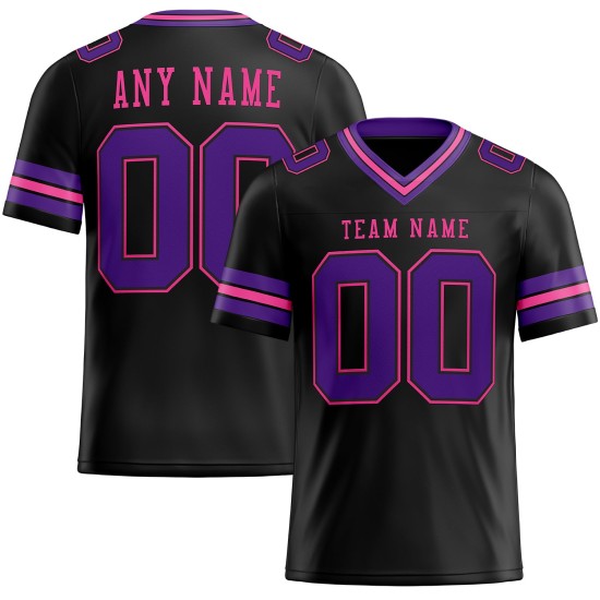 Lila-Rosa Fußballtrikot Custom Authentic Mesh Schwarz Lila-Rosa Fußballtrikot Custom Authentic Mesh Schwarz