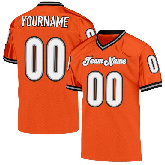Jersey Orange Mesh Football Throwback Custom Weiß-Schwarz Authentic Jersey Orange Mesh Football Throwback Custom Weiß-Schwarz Authentic