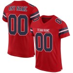 Authentisches, marineblau-weißes Custom-Football-Trikot aus rotem Mesh Authentisches, marineblau-weißes Custom-Football-Trikot aus rotem Mesh