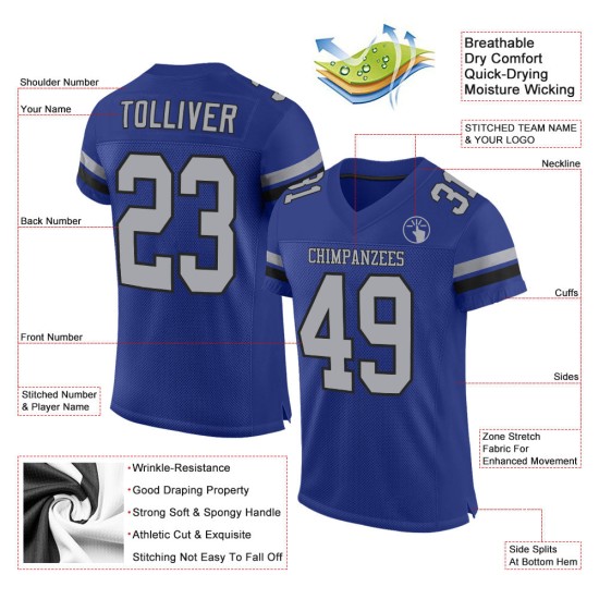 Royal Football Mesh Grau-Schwarz Authentic Trikot Custom Royal Football Mesh Grau-Schwarz Authentic Trikot Custom