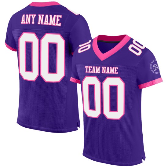 Lila Fußball Mesh Trikot Custom Weiß-Pink Authentic Lila Fußball Mesh Trikot Custom Weiß-Pink Authentic