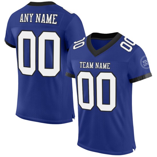 Royal Authentic Weiß-Schwarzes Mesh-Fußballtrikot, individuell anpassbar Royal Authentic Weiß-Schwarzes Mesh-Fußballtrikot, individuell anpassbar