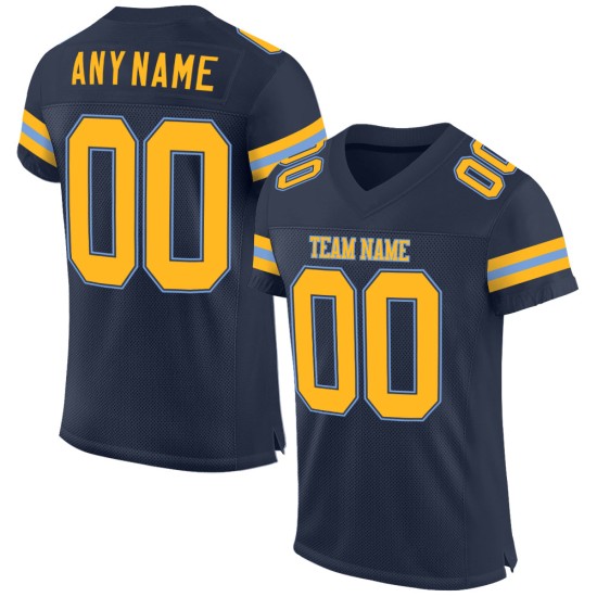 Mesh Navy Custom Gold-Light Authentic Blue Jersey Fußball Mesh Navy Custom Gold-Light Authentic Blue Jersey Fußball