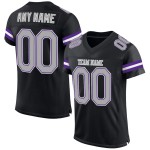 Schwarzes authentisches Mesh-Grau-Lila-Trikot Custom Football Schwarzes authentisches Mesh-Grau-Lila-Trikot Custom Football