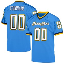 Weiß-Marineblau Authentic Jersey Mesh Throwback Football Custom Powder Blue