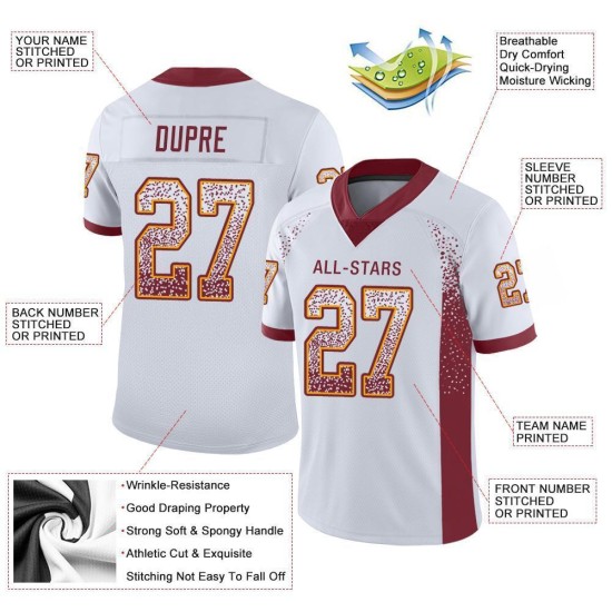 Burgund-Gold Fashion Weiß Mesh Jersey Fußball Drift Custom Burgund-Gold Fashion Weiß Mesh Jersey Fußball Drift Custom