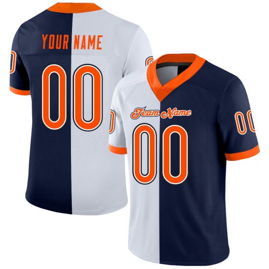 Mesh Navy Orange-Weiß Trikot Fußball Fashion Custom Split Mesh Navy Orange-Weiß Trikot Fußball Fashion Custom Split