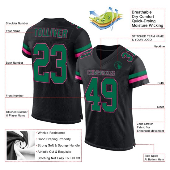Fußball Custom Trikot Kelly Schwarz Authentic Mesh Grün-Pink Fußball Custom Trikot Kelly Schwarz Authentic Mesh Grün-Pink