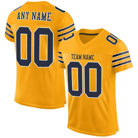 Authentisches gold-marineblau-weißes Fußball-Mesh-Trikot nach Maß Authentisches gold-marineblau-weißes Fußball-Mesh-Trikot nach Maß