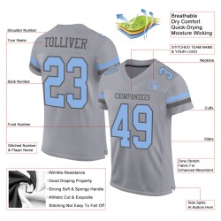 Fußballtrikot Mesh Grau Grau Custom Blau-Stahl Authentic Light Fußballtrikot Mesh Grau Grau Custom Blau-Stahl Authentic Light