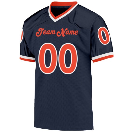 Navy Mesh Orange-Weiß Fußballtrikot Authentic Throwback Custom Navy Mesh Orange-Weiß Fußballtrikot Authentic Throwback Custom