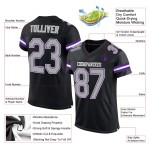 Schwarzes authentisches Mesh-Grau-Lila-Trikot Custom Football Schwarzes authentisches Mesh-Grau-Lila-Trikot Custom Football