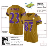 Authentisches Lila-Schwarzes Fußball-Mesh-Custom-Gold-Trikot Old Authentisches Lila-Schwarzes Fußball-Mesh-Custom-Gold-Trikot Old