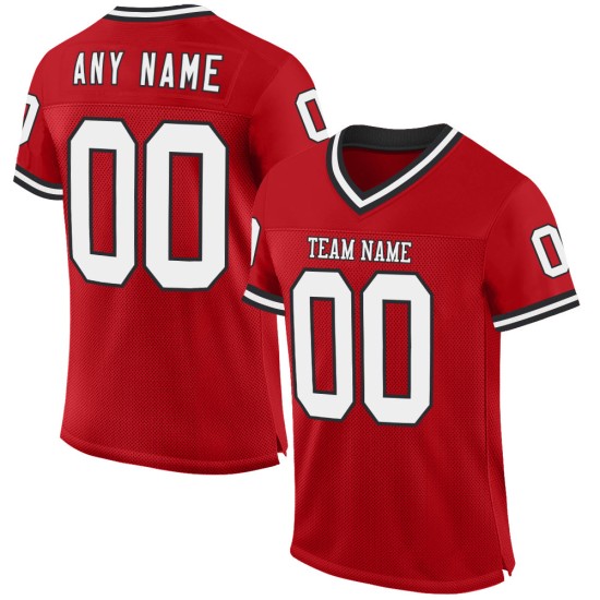 Weiß-Schwarz-Rot Football Mesh Jersey Throwback Custom Authentic Weiß-Schwarz-Rot Football Mesh Jersey Throwback Custom Authentic