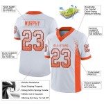Benutzerdefiniertes Trikot Fußball Mesh Drift Orange-Navy Fashion Weiß Benutzerdefiniertes Trikot Fußball Mesh Drift Orange-Navy Fashion Weiß