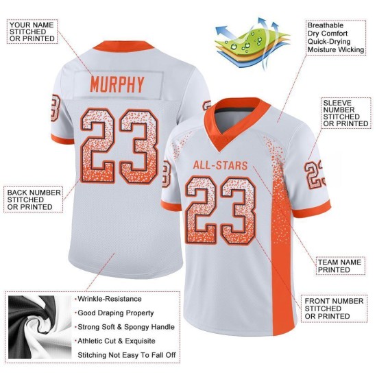Benutzerdefiniertes Trikot Fußball Mesh Drift Orange-Navy Fashion Weiß Benutzerdefiniertes Trikot Fußball Mesh Drift Orange-Navy Fashion Weiß