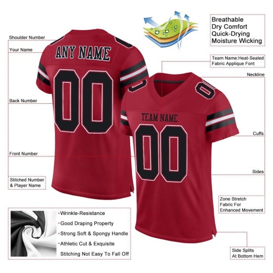 Football Custom Mesh Authentic Trikot Cardinal Schwarz-Weiß Football Custom Mesh Authentic Trikot Cardinal Schwarz-Weiß