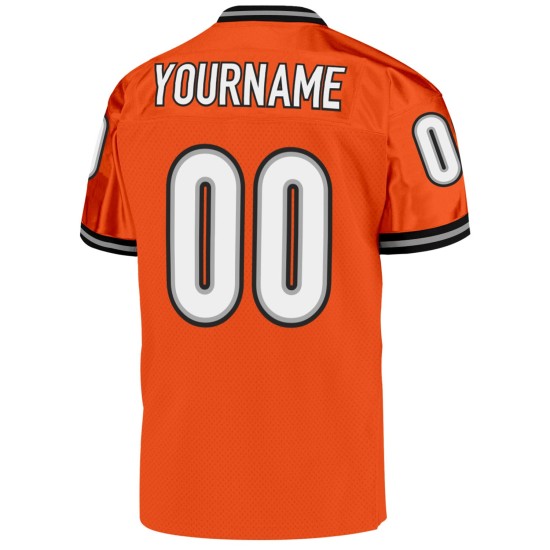 Jersey Orange Mesh Football Throwback Custom Weiß-Schwarz Authentic Jersey Orange Mesh Football Throwback Custom Weiß-Schwarz Authentic