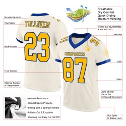 Gold-Royal Authentic Football Custom Jersey Mesh Creme Gold-Royal Authentic Football Custom Jersey Mesh Creme