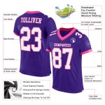 Lila Fußball Mesh Trikot Custom Weiß-Pink Authentic Lila Fußball Mesh Trikot Custom Weiß-Pink Authentic