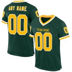 Authentischer, individuell gestalteter grüner Throwback-Fußball aus gold-weißem Mesh-Jersey Authentischer, individuell gestalteter grüner Throwback-Fußball aus gold-weißem Mesh-Jersey