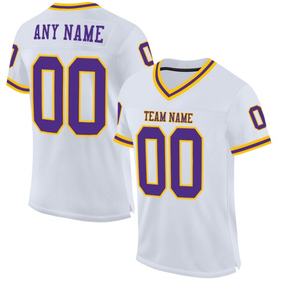 Football Weiß Lila-Gold Custom Mesh Authentic Jersey Throwback Football Weiß Lila-Gold Custom Mesh Authentic Jersey Throwback